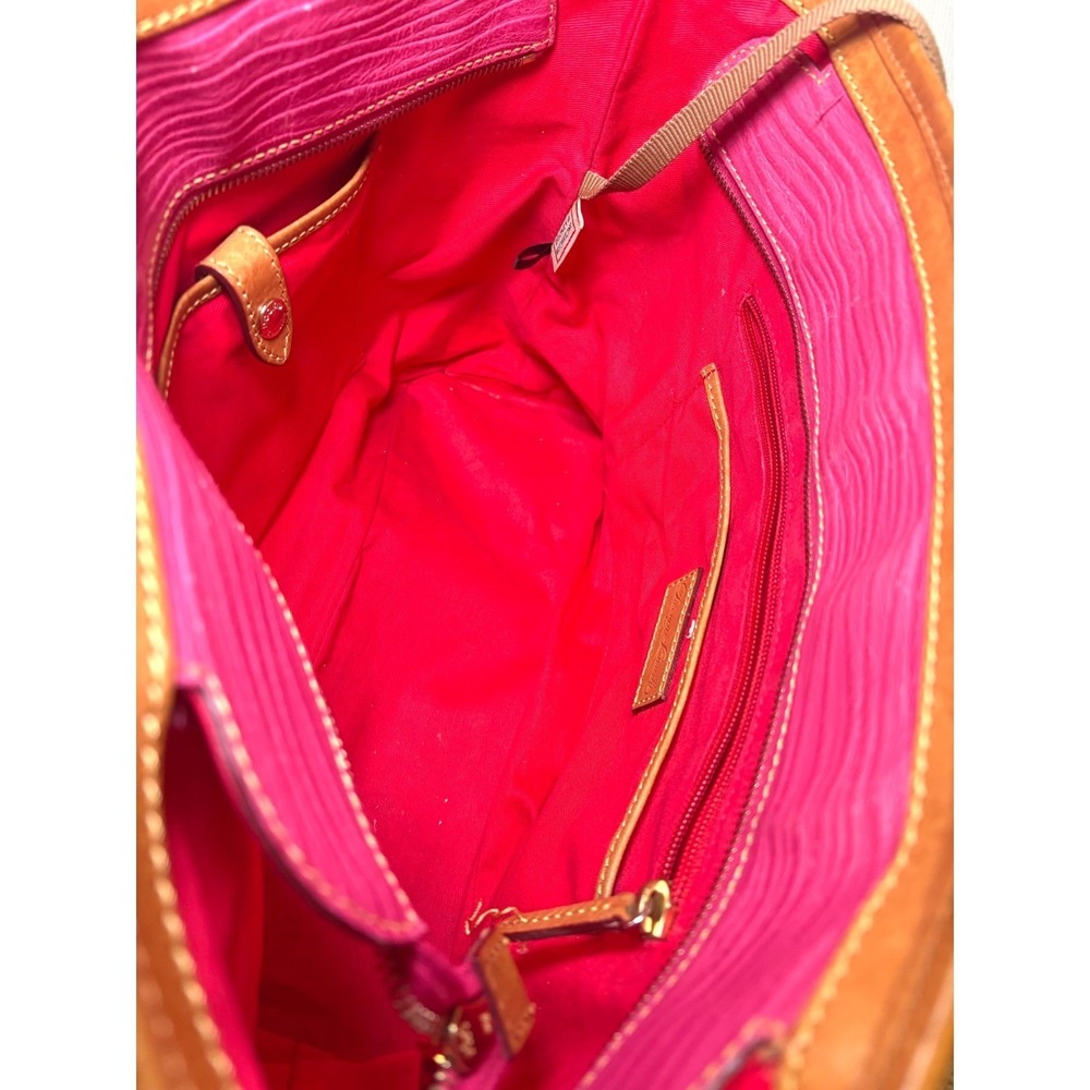 Dooney & Bourke Pink Wave Ripple Textured Leather Logo Lock Shopper Tote Bag - Picture 7 of 11